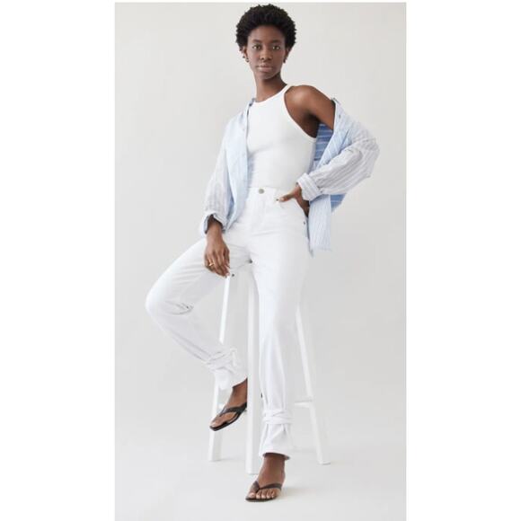 Good American Denim - Good American Good Boy Ankle Wrap Pants White Denim Curvy Jeans | Sz 2 / 26 NEW!